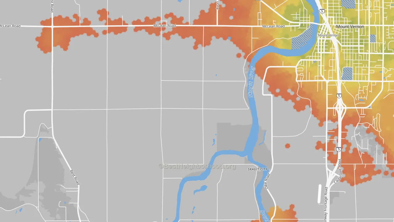 Bike Grade map of Big Lake, WA