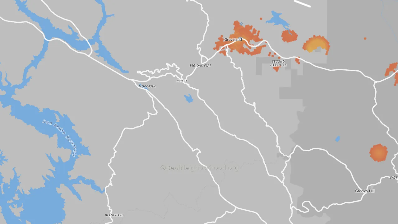 Bike Grade map of Big Oak Flat, CA