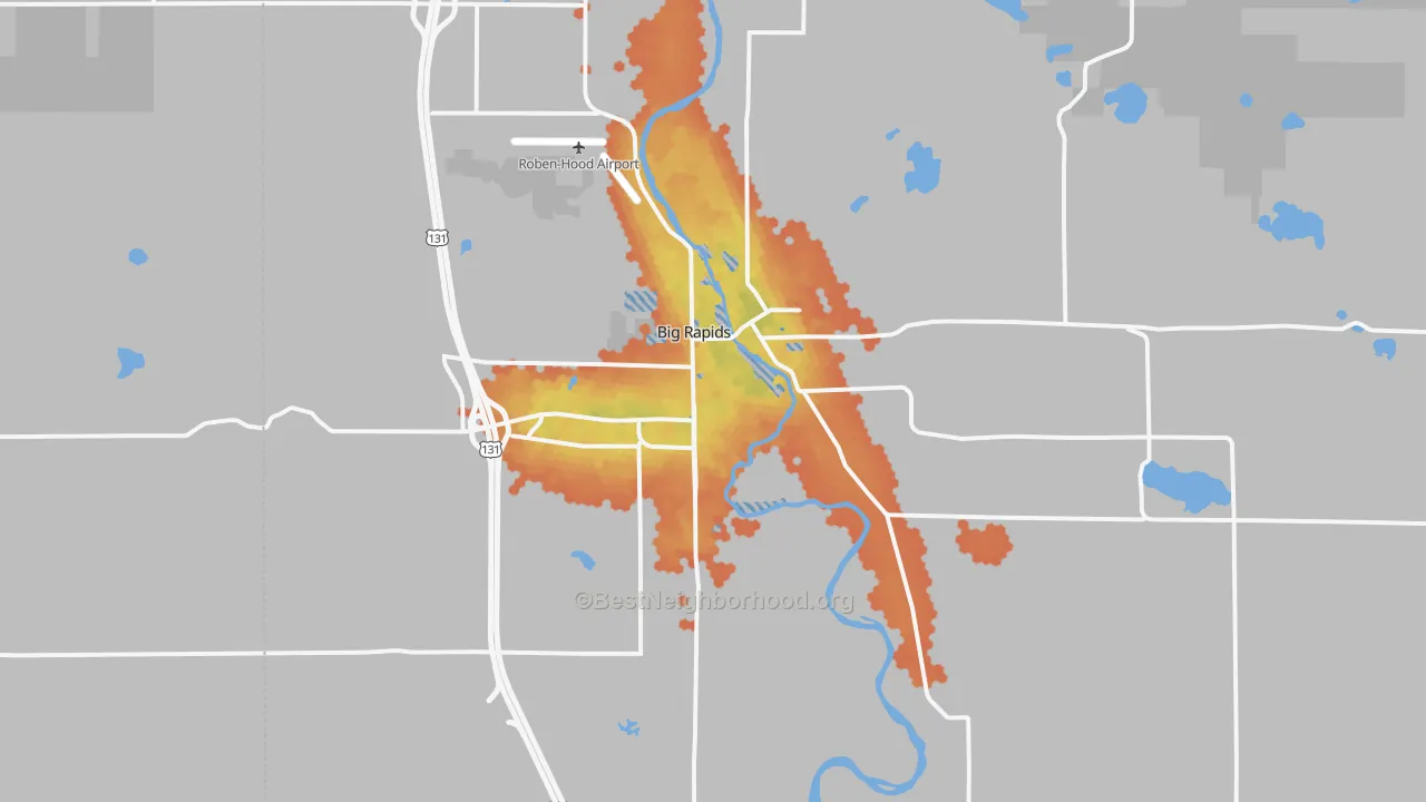 Bike Grade map of Big Rapids, MI