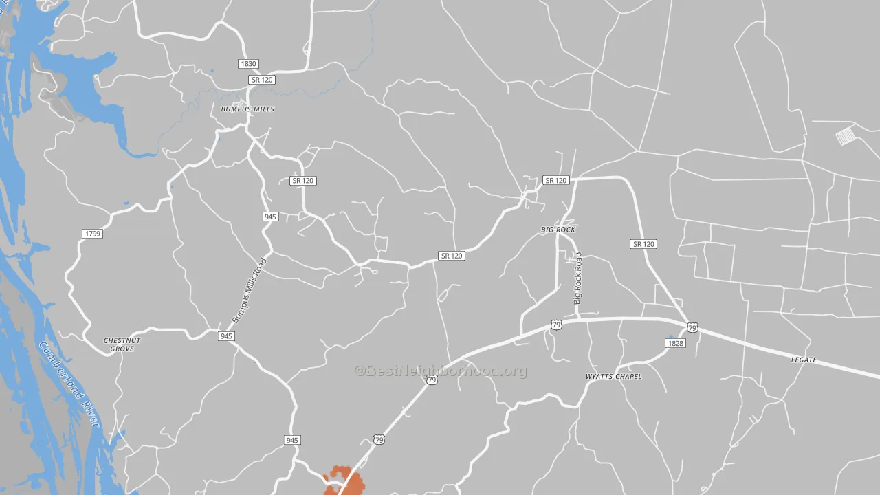 Bike Grade map of Big Rock, TN