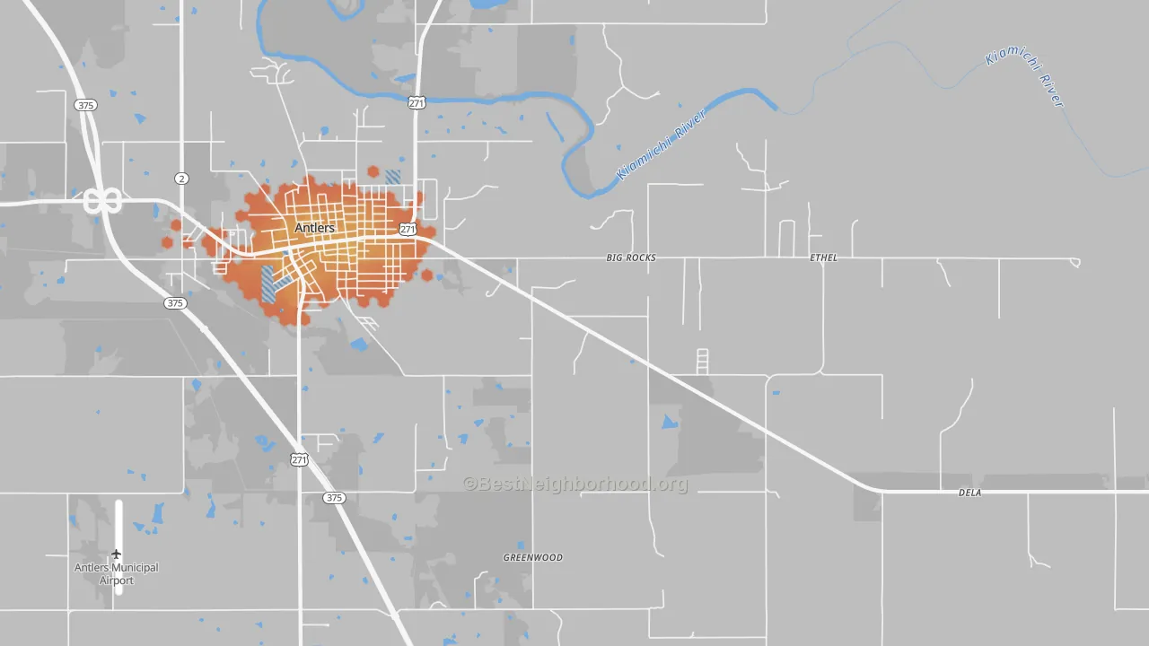 Bike Grade map of Big Rocks, OK