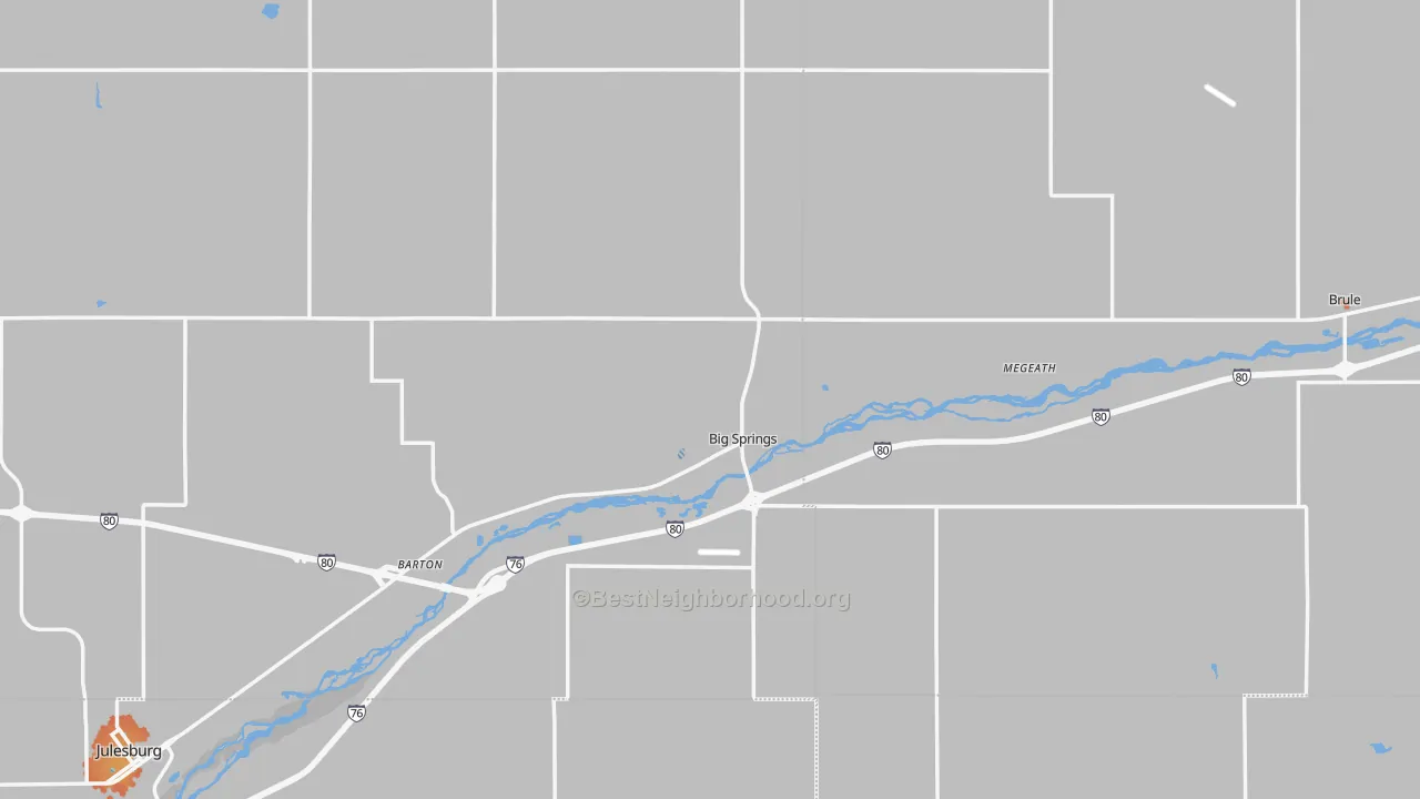 Bike Grade map of Big Springs, NE