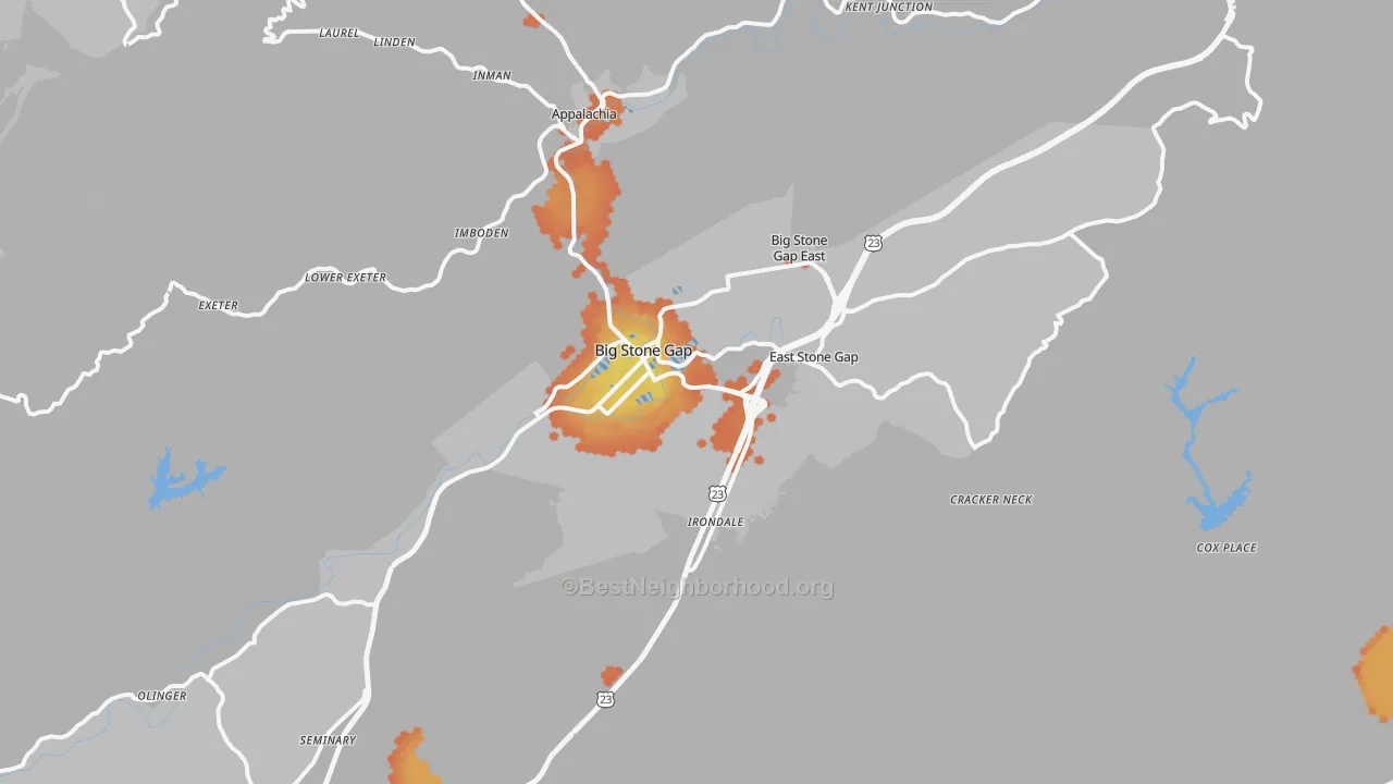Bike Grade map of Big Stone Gap, VA