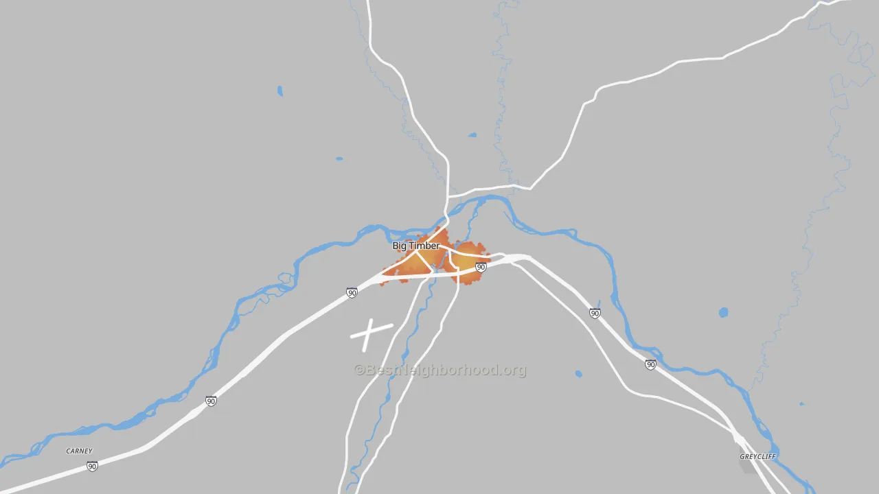 Bike Grade map of Big Timber, MT