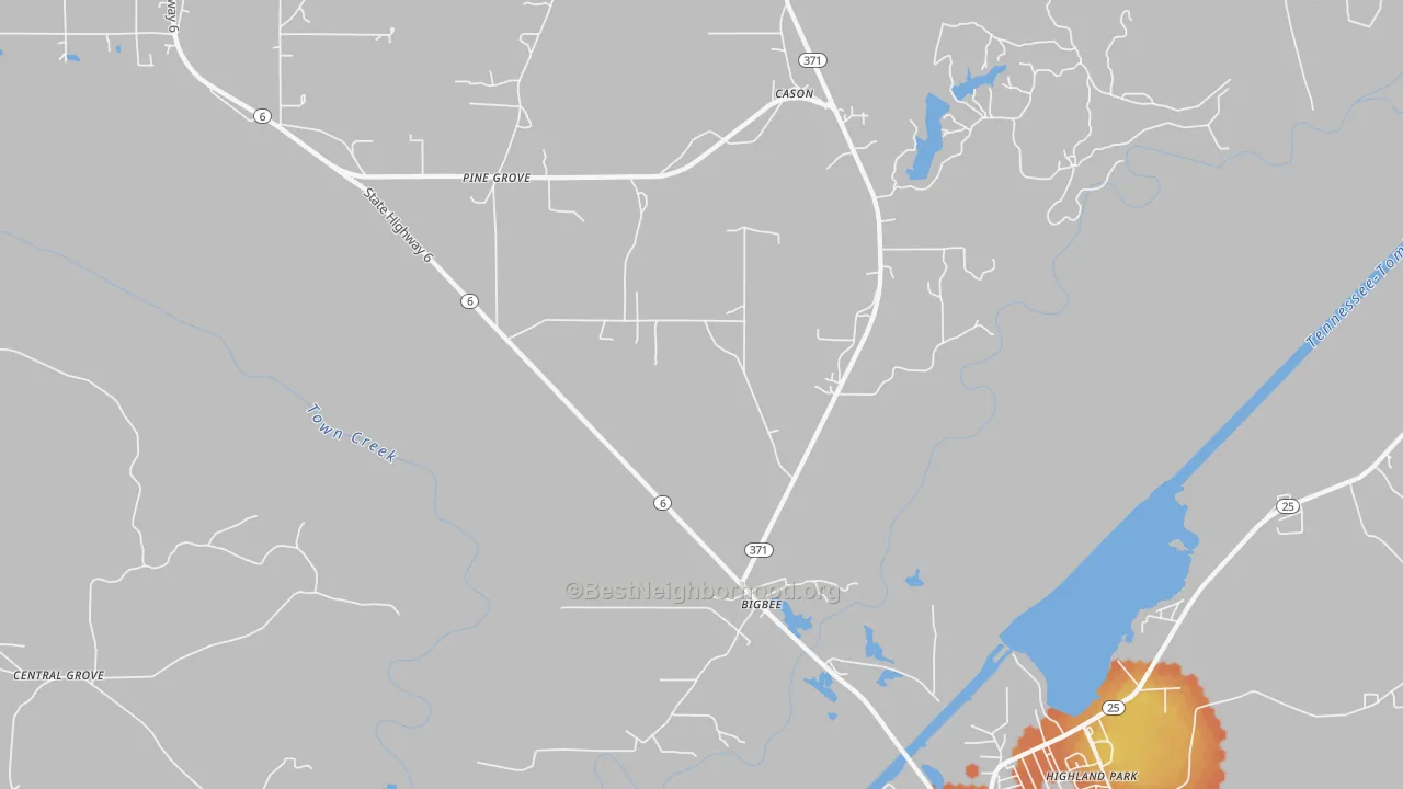 Bike Grade map of Bigbee, MS