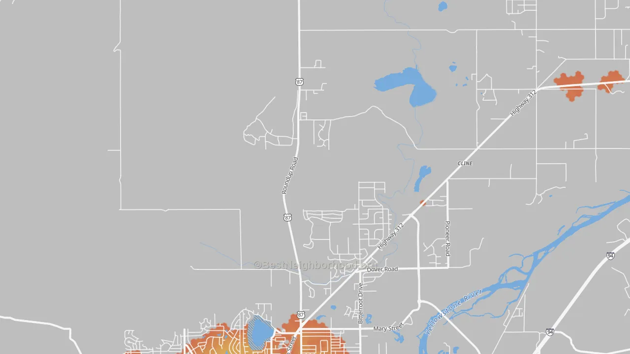 Bike Grade map of Billings Heights, MT