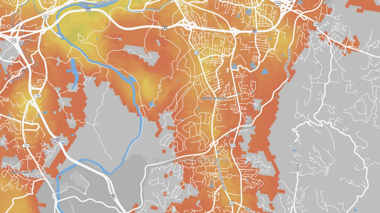 Bike Grade map of Biltmore Forest, NC