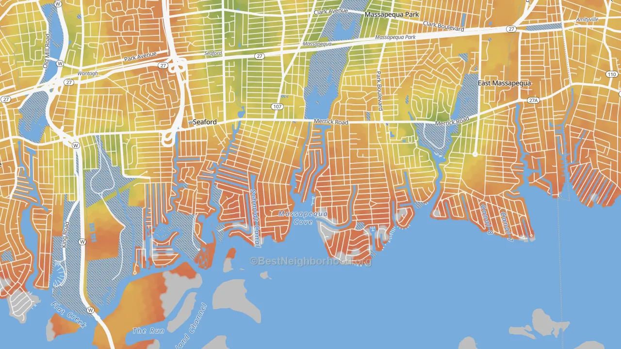 Bike Grade map of Biltmore Shores, Massapequa, NY
