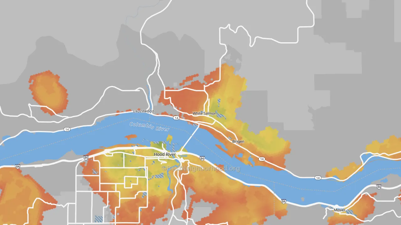 Bike Grade map of Bingen, WA