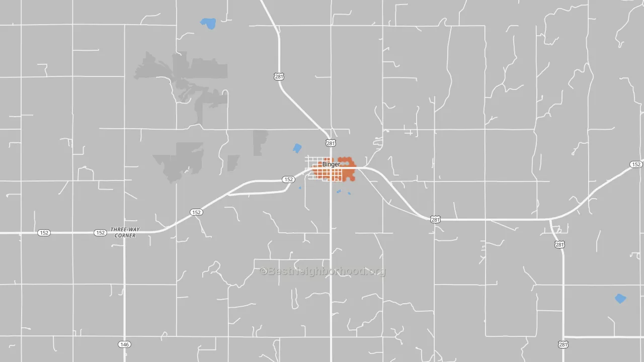 Bike Grade map of Binger, OK