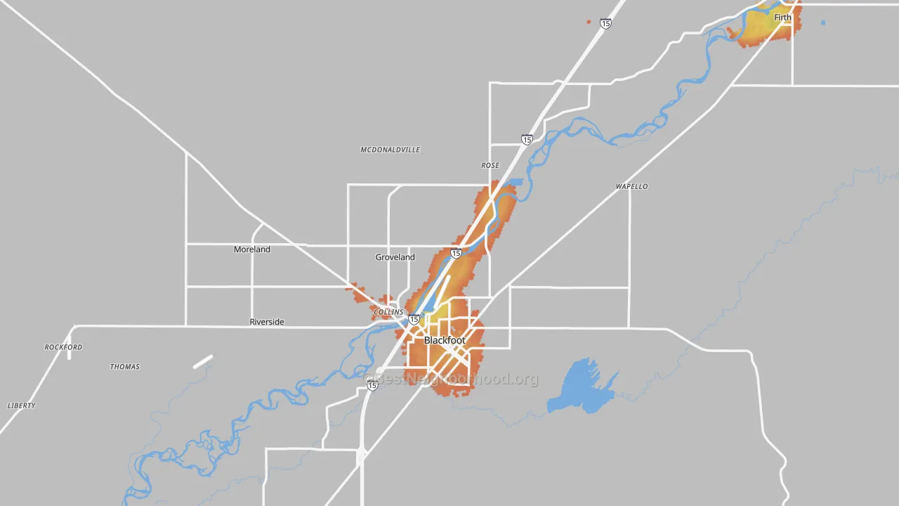 Bike Grade map of Bingham County, ID