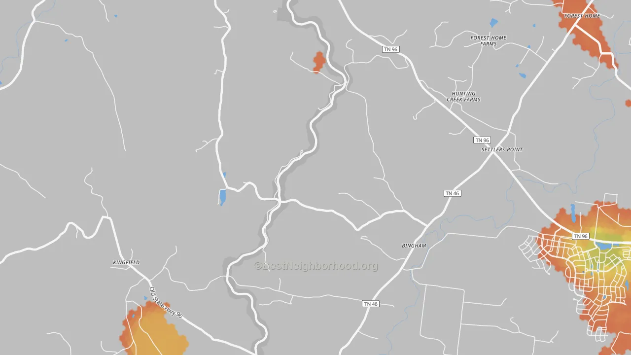 Bike Grade map of Bingham, TN