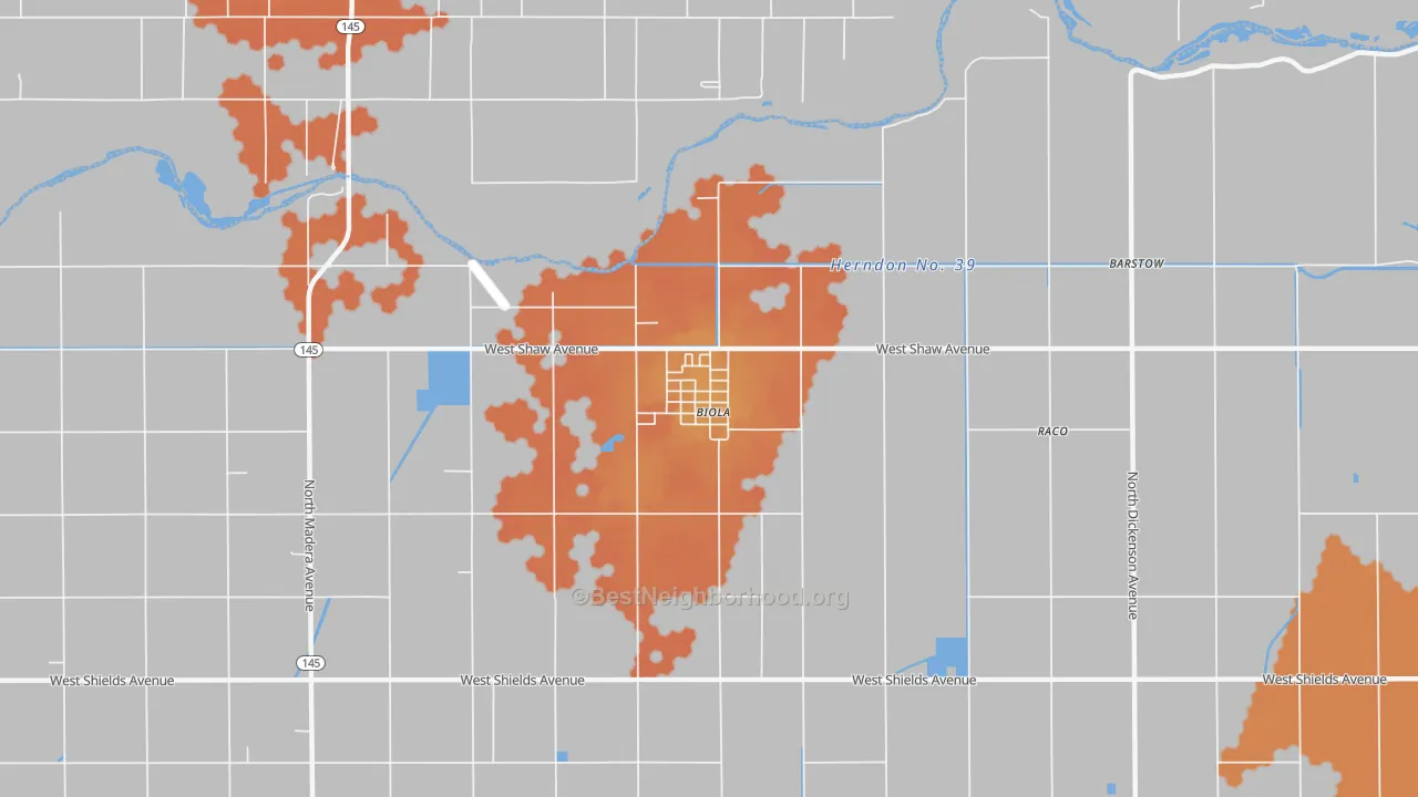 Bike Grade map of Biola, CA