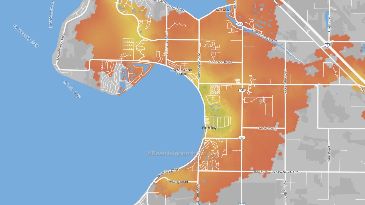 Bike Grade map of Birch Bay, WA