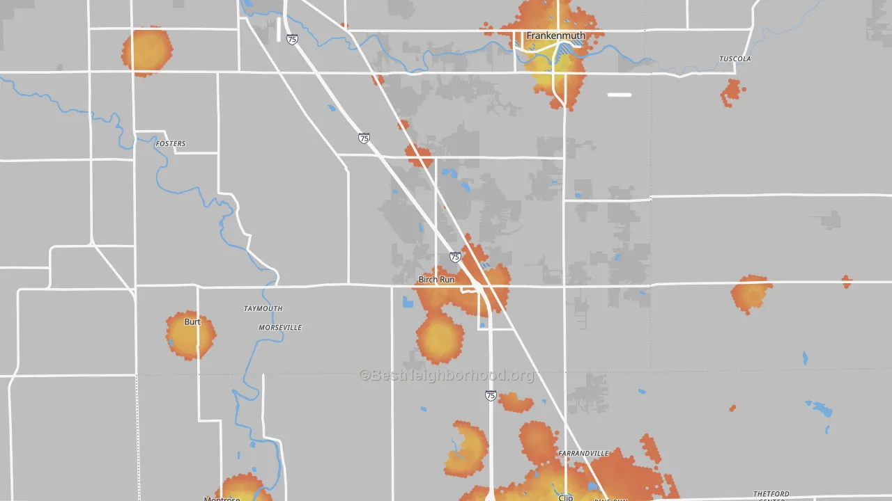 Bike Grade map of Birch Run, MI