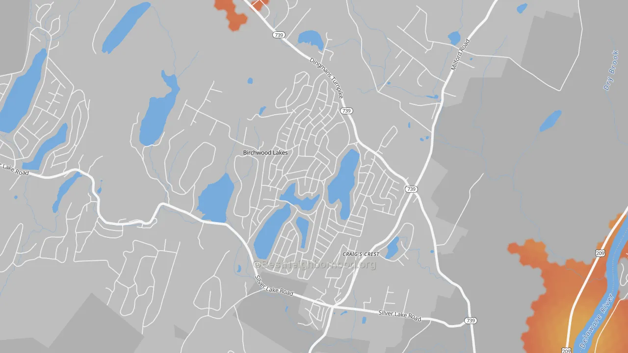 Bike Grade map of Birchwood Lakes, PA
