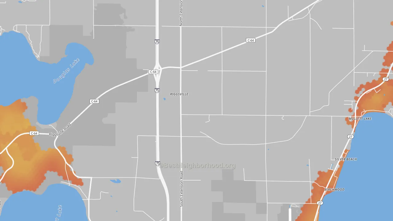 Bike Grade map of Birchwood, MI