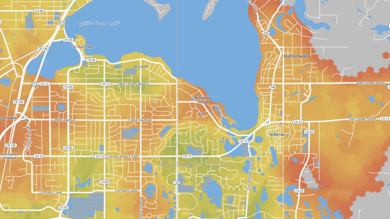 Bike Grade map of Birchwood Village, MN