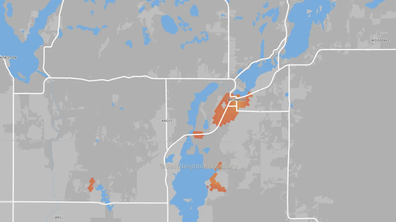 Bike Grade map of Birchwood, WI