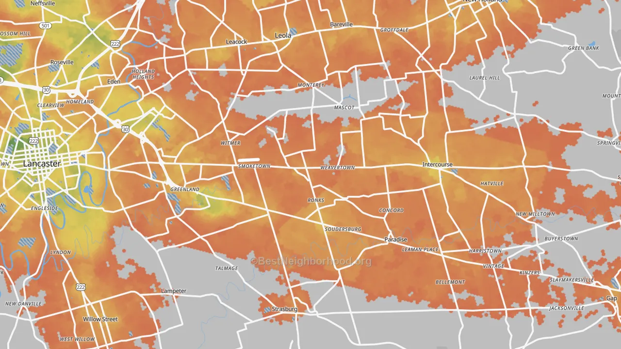 Bike Grade map of Bird-in-Hand, PA