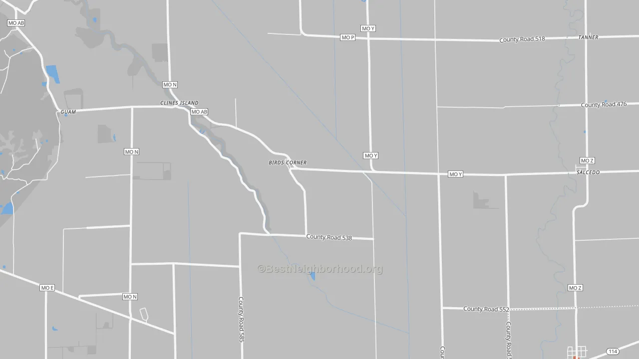 Bike Grade map of Birds Corner, MO