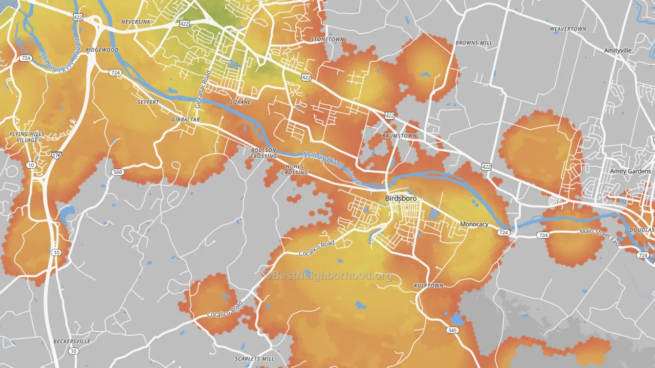 Bike Grade map of Birdsboro, PA