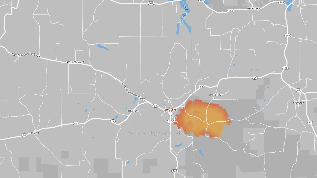 Bike Grade map of Birdseye, IN