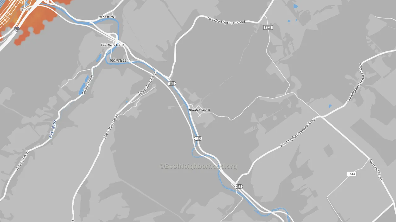 Bike Grade map of Birmingham, PA