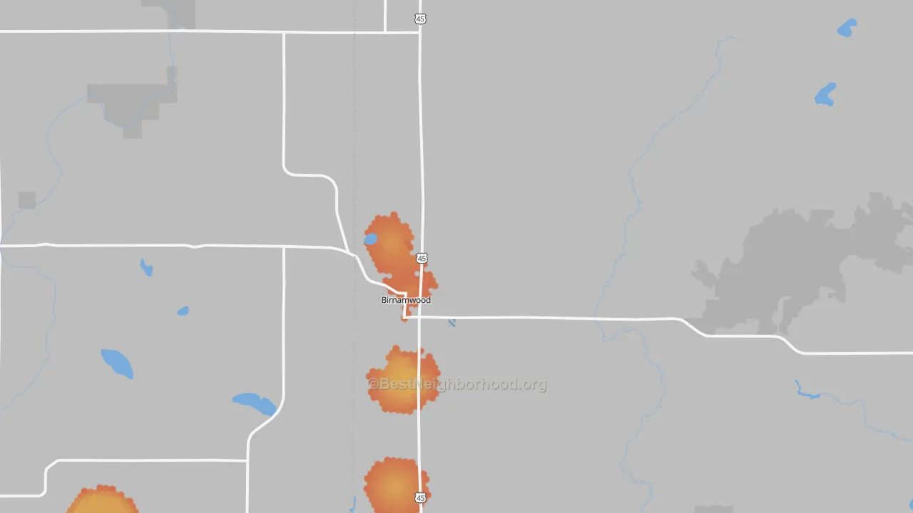 Bike Grade map of Birnamwood, WI