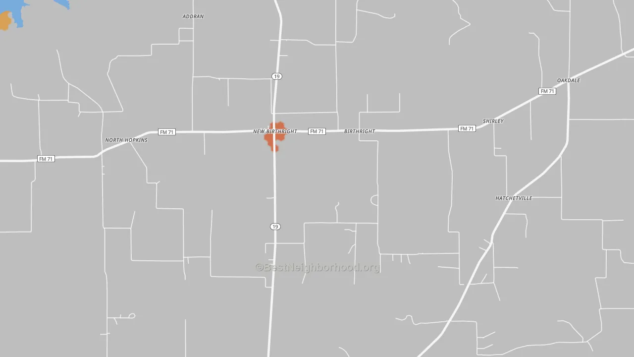 Bike Grade map of Birthright, TX