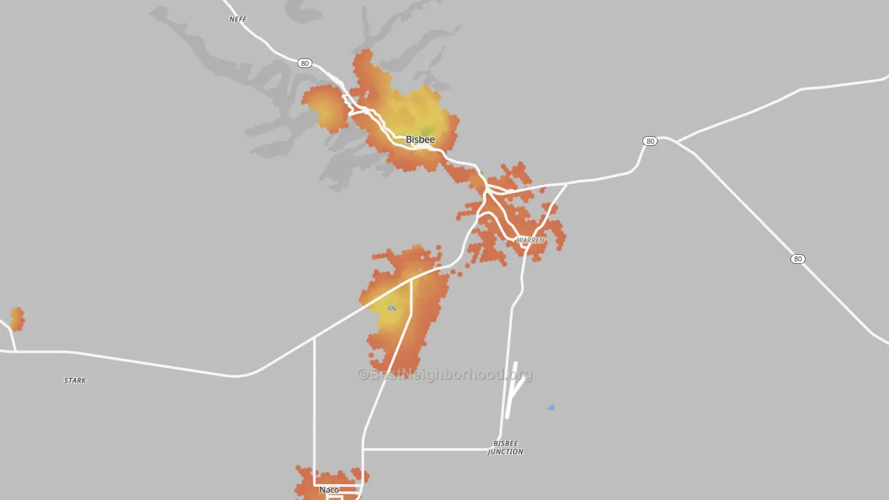 Bike Grade map of Bisbee, AZ