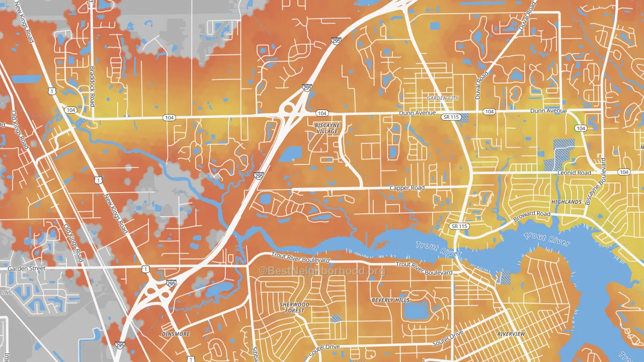Bike Grade map of Biscayne Terrace, Jacksonville, FL