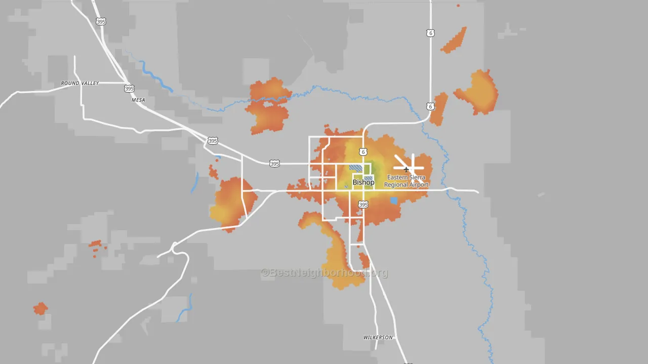 Bike Grade map of Bishop, CA