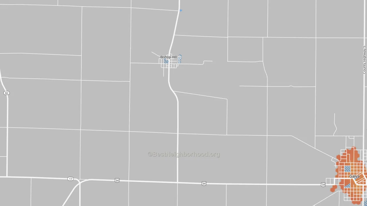 Bike Grade map of Bishop Hill, IL