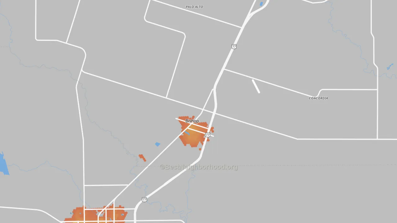 Bike Grade map of Bishop, TX