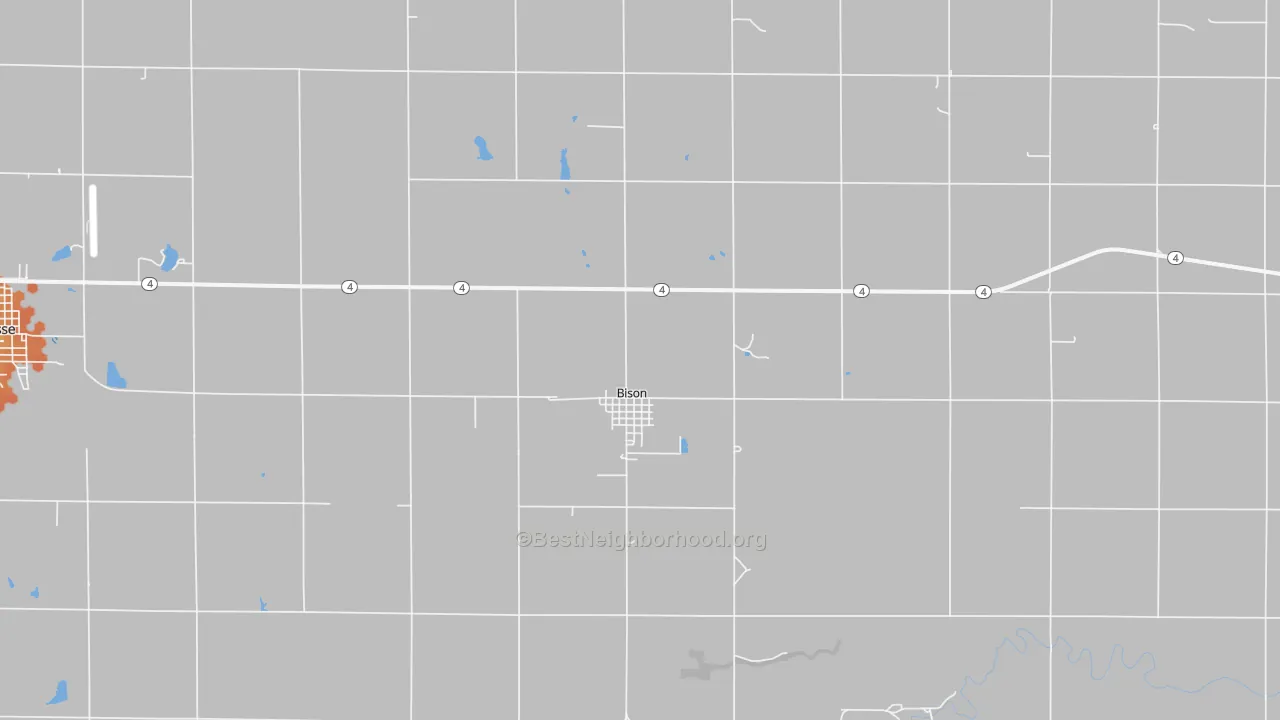 Bike Grade map of Bison, KS