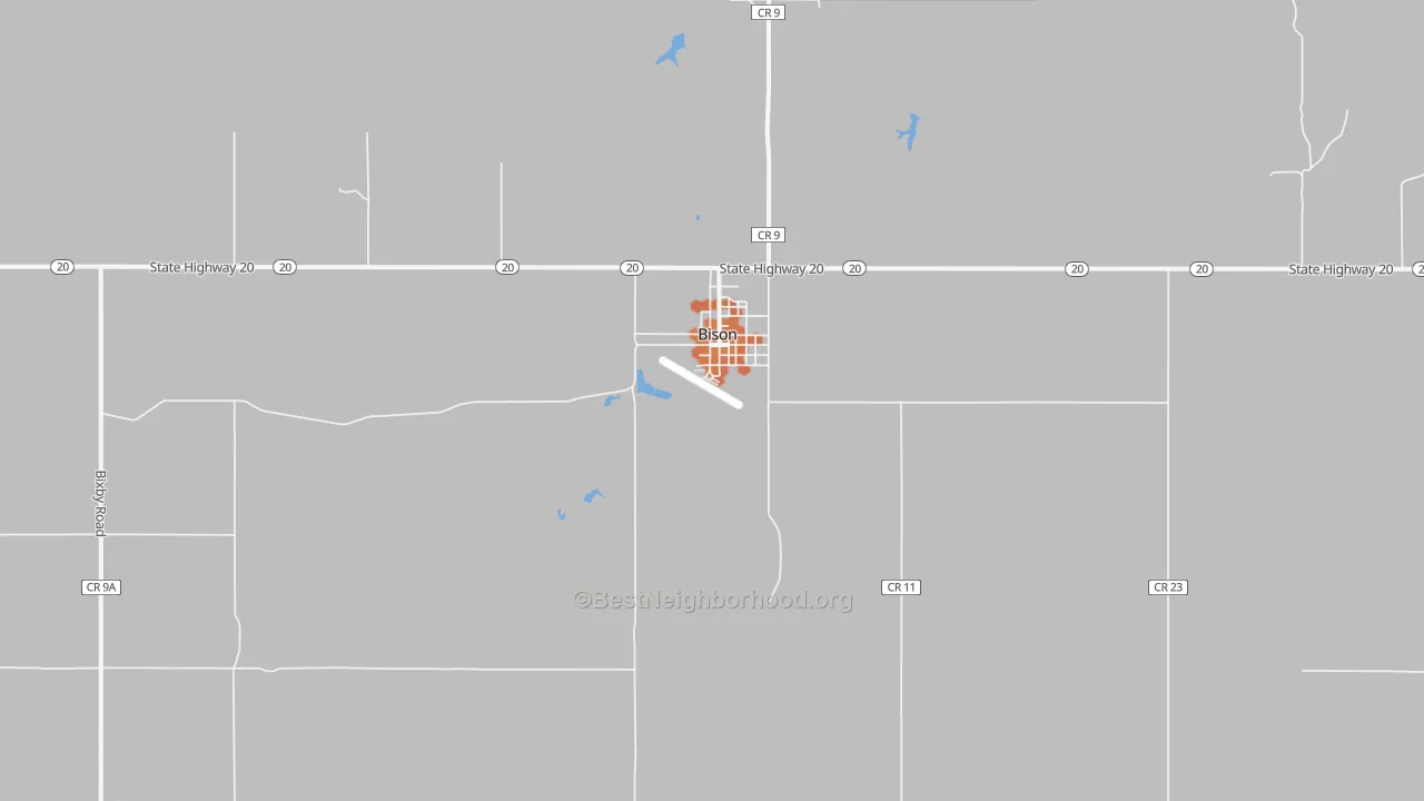 Bike Grade map of Bison, SD