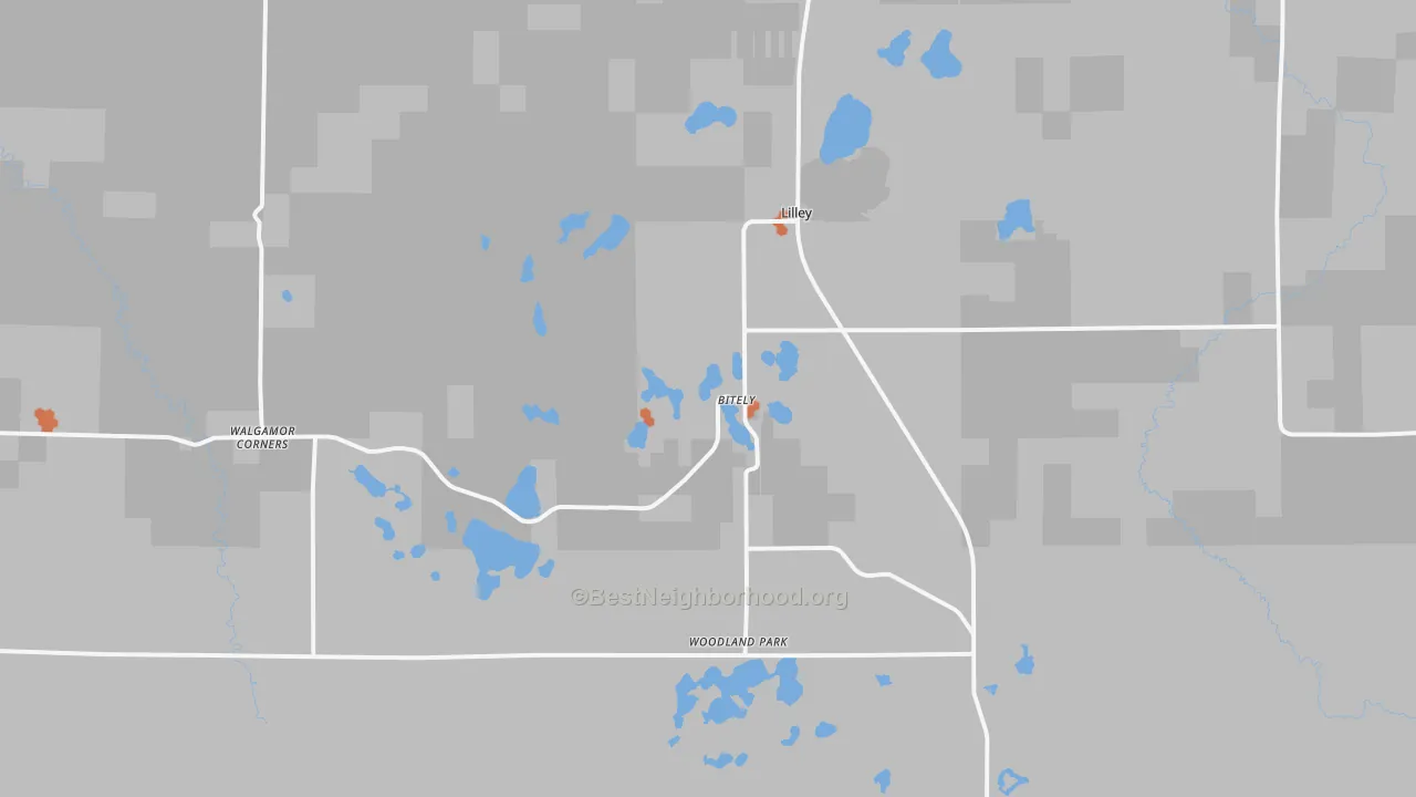 Bike Grade map of Bitely, MI