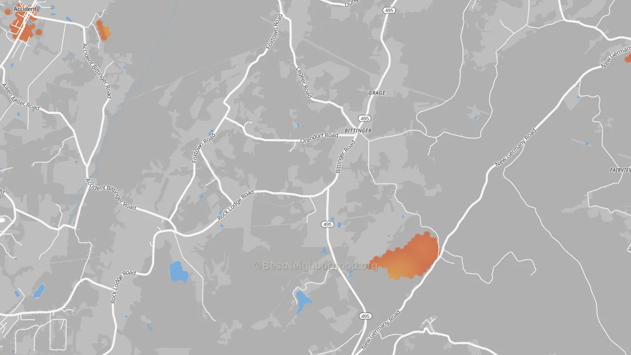 Bike Grade map of Bittinger, MD