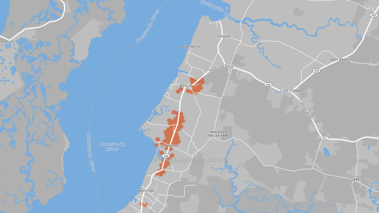 Bike Grade map of Bivalve, MD