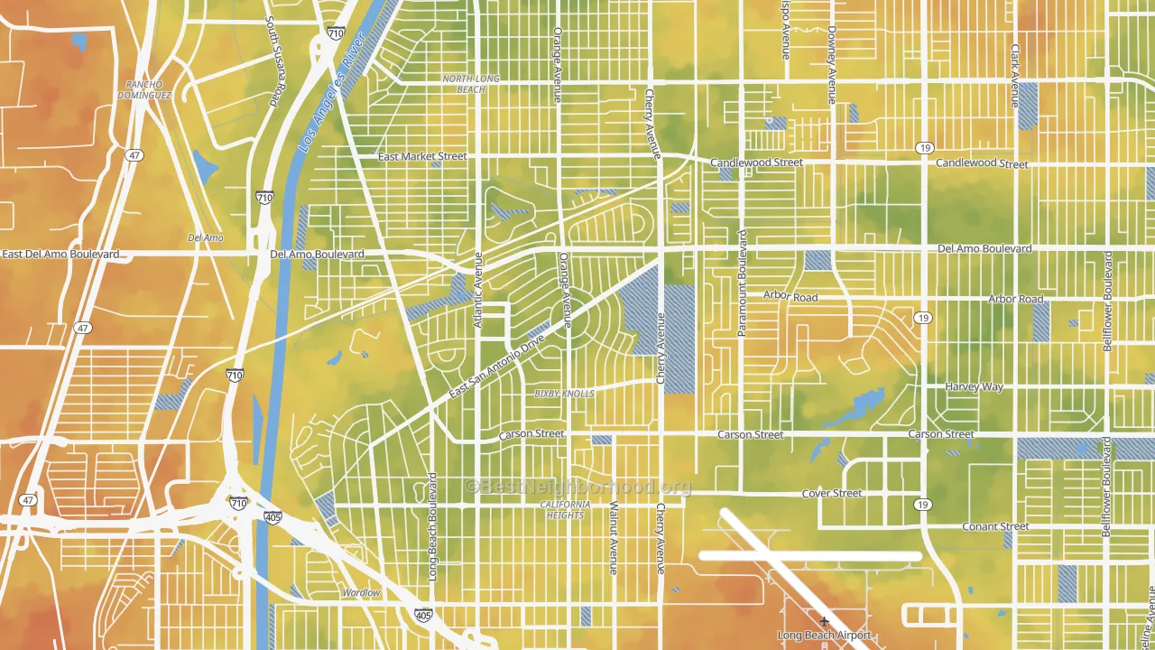 Bike Grade map of Bixby Area, Long Beach, CA