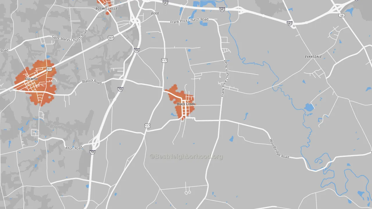 Bike Grade map of Black Creek, NC