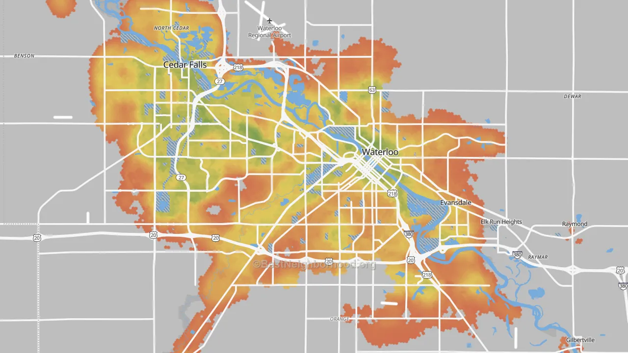Bike Grade map of Black Hawk County, IA