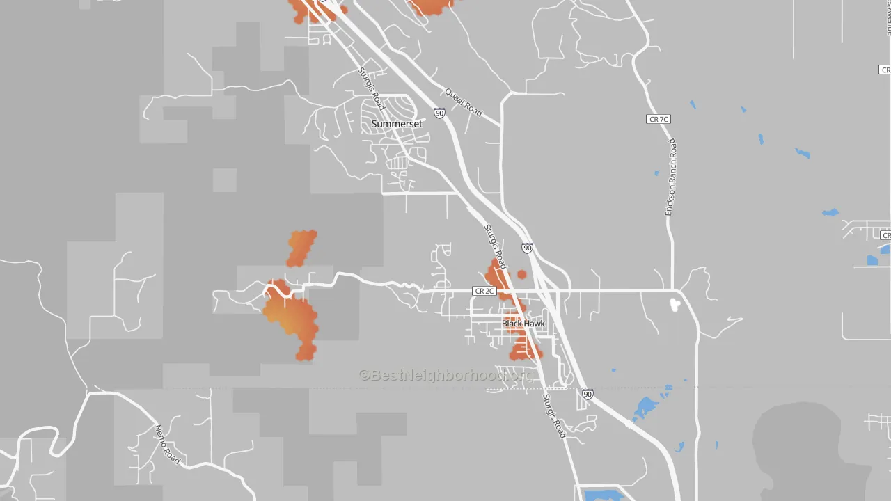 Bike Grade map of Black Hawk, SD