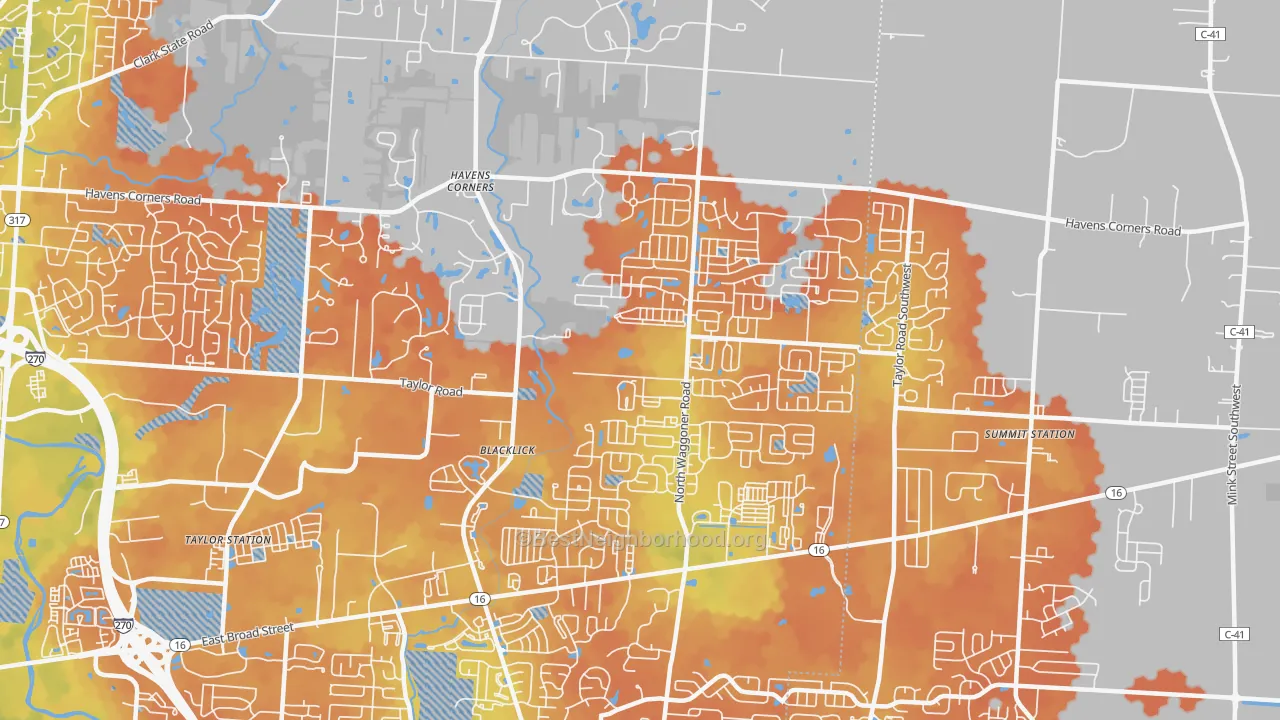 Bike Grade map of Black Lick, OH