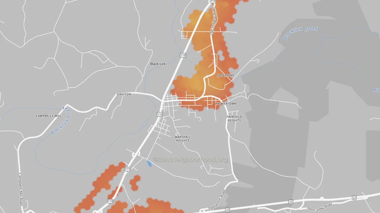 Bike Grade map of Black Lick, PA