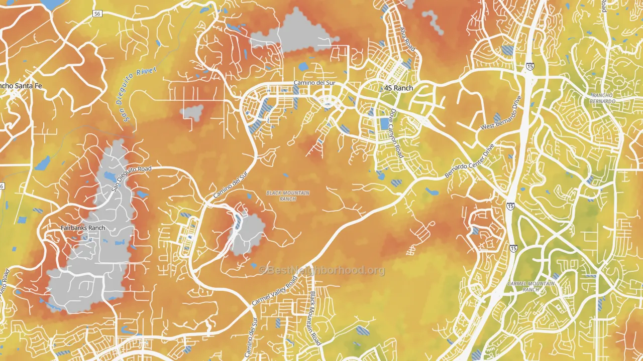 Bike Grade map of Black Mountain Ranch, San Diego, CA