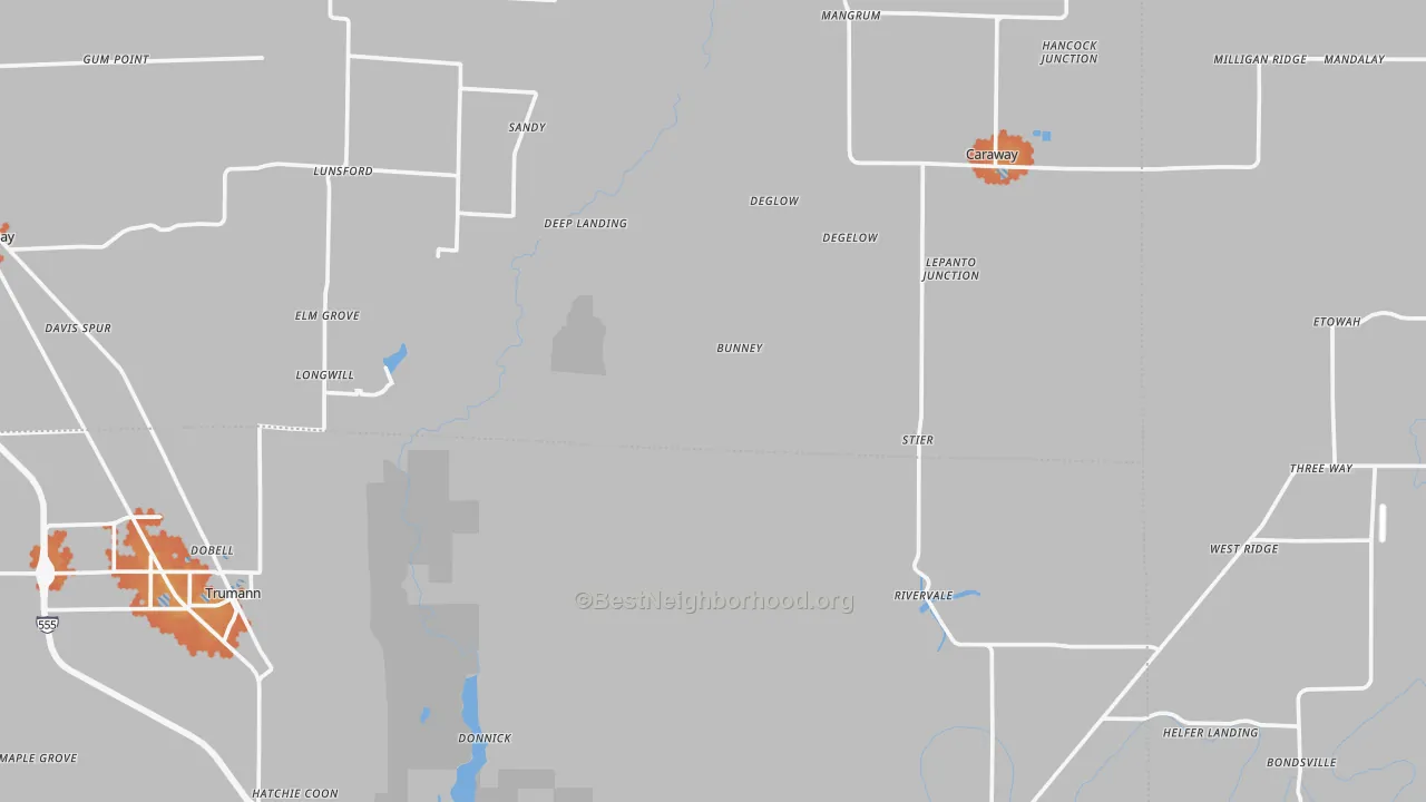 Bike Grade map of Black Oak, AR