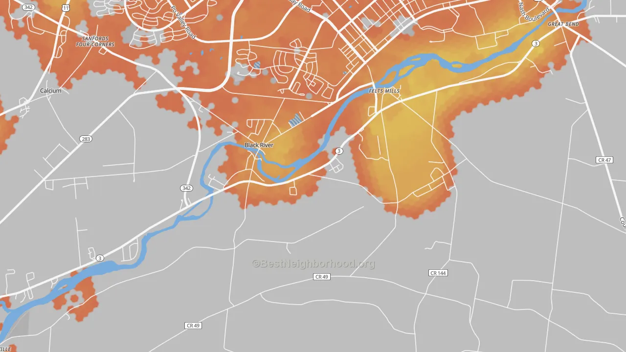 Bike Grade map of Black River, NY