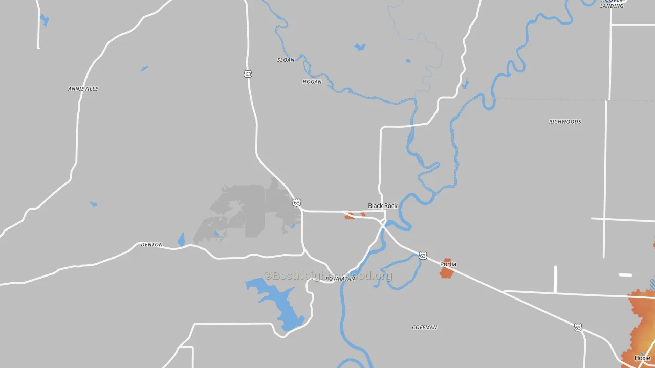 Bike Grade map of Black Rock, AR